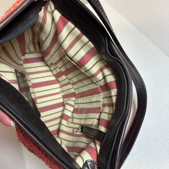 Brighton Terracotta Woven Straw Heart Shoulder Bag Leather Trim Silver Hrt Charm - Picture 6 of 12